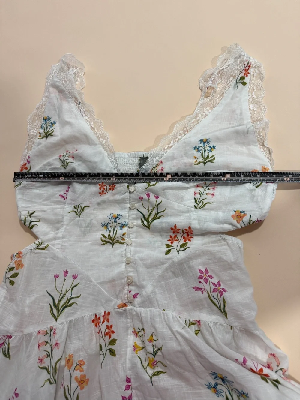 Anthropologie Floral Embroidered Lace Trim Midi Dress Cottagecore Size L Coastal - Picture 9 of 12